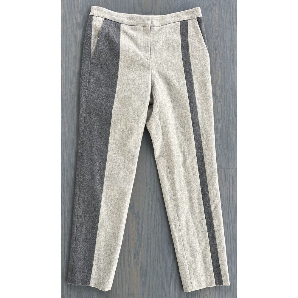 ICB New York NWT $375 Gray Two‎ Toned Trousers Striped Pants Made In Japan 2